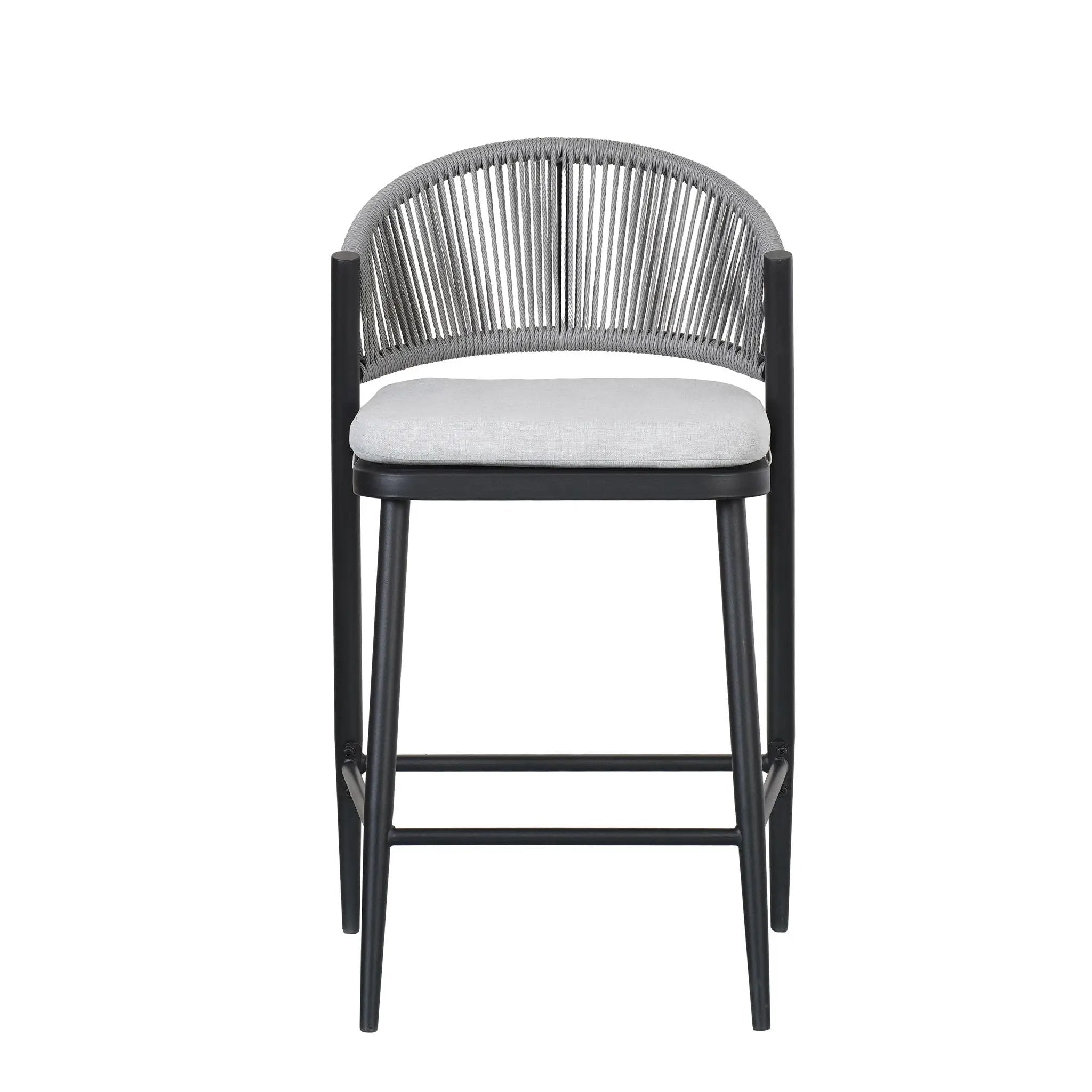 Outdoor 26" Counter Height Metal Frame Counter Stools With Scallop Shaped Backrest & Water Resistant Cushions by HouseOfZazla