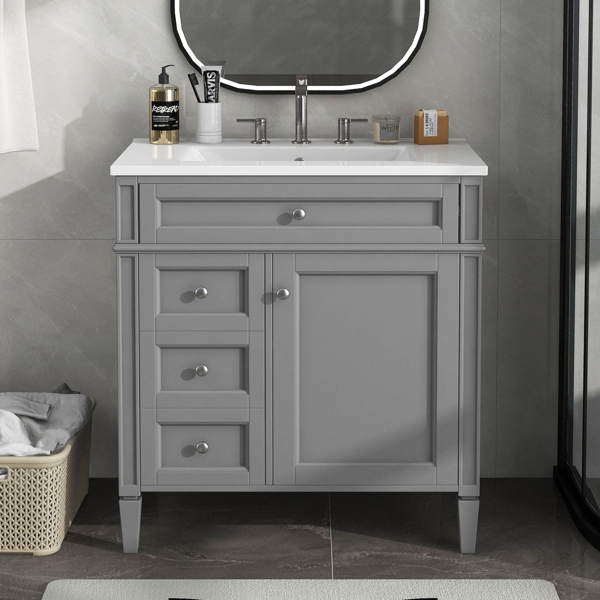 Bathroom Vanity with 2 Drawers and Tip-Out Storage - Multiple Colors, photo 40 of 40