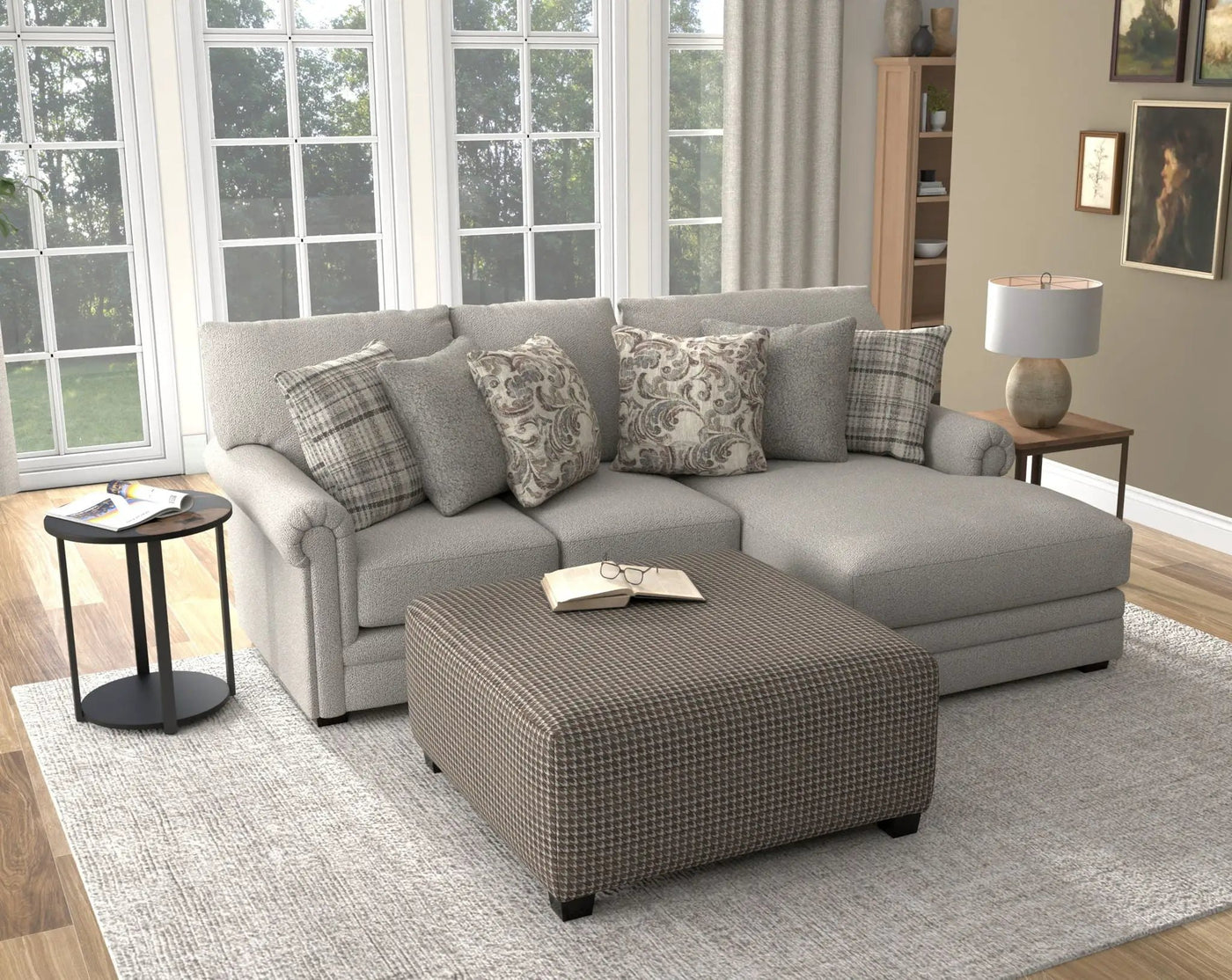 Livingston - Sectional With Comfort Coil Seating, 40" Cocktail Ottoman And Accent Pillows Included by Unique Piece Furniture