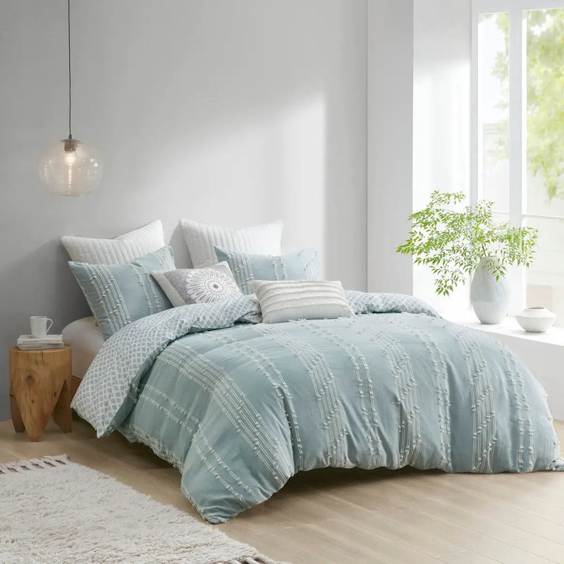 Full/Queen 3 Piece Cotton Jacquard Duvet Cover Set by HouseOfZazla