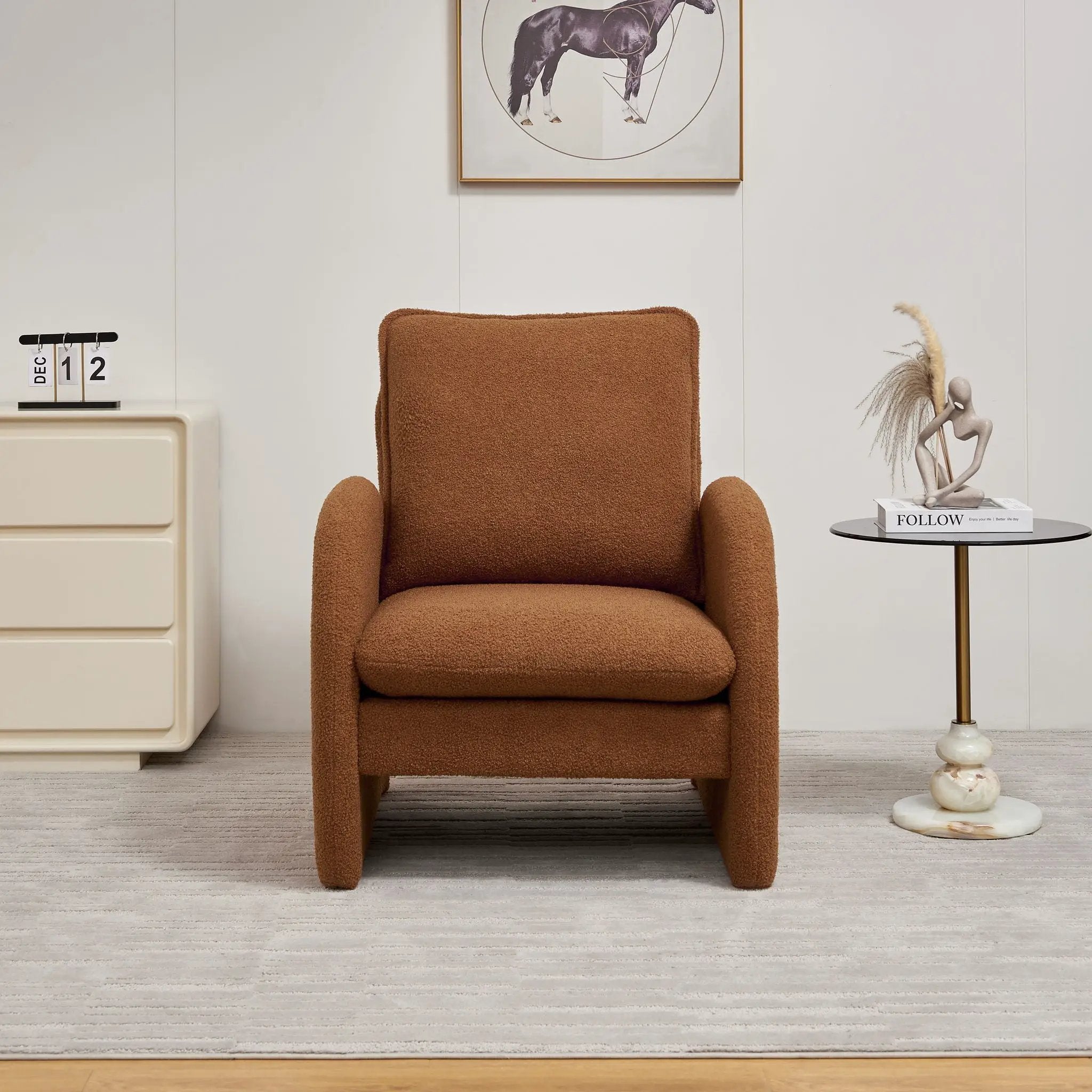 Modern Sherpa Upholstered Accent Chair, Comfortable Living Room Armchair, Lounge Chair For Bedroom, And Office by HouseOfZazla