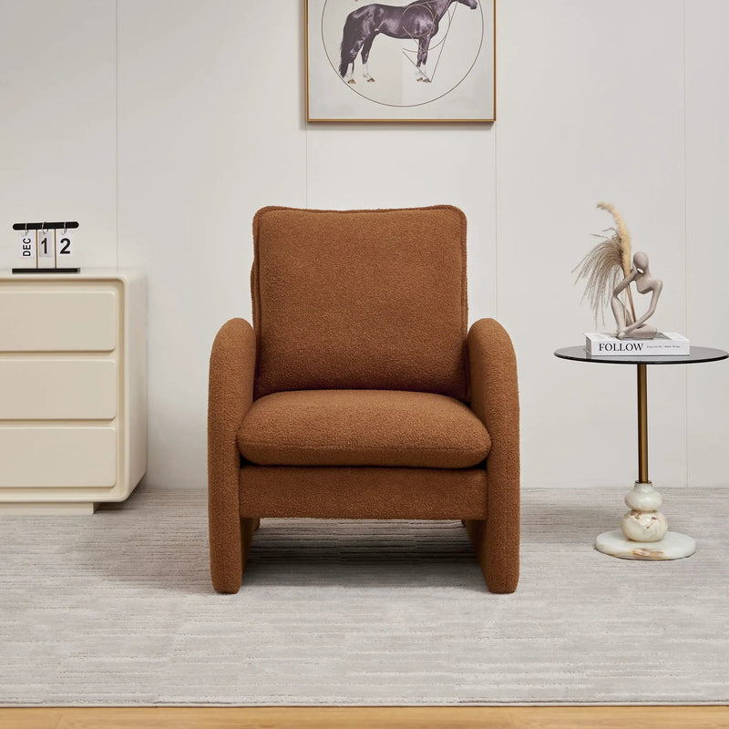 Modern Sherpa Upholstered Accent Chair, Comfortable Living Room Armchair, Lounge Chair For Bedroom, And Office by HouseOfZazla