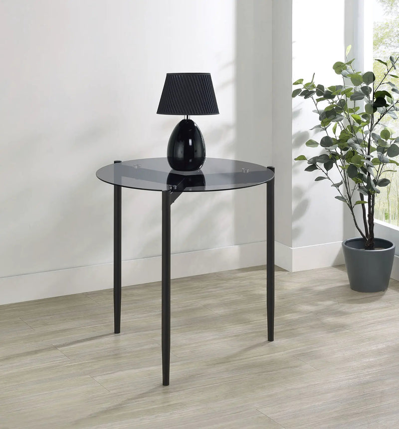 Rosalie Round Smoked Glass Top End Table Grey by Unique Piece Furniture