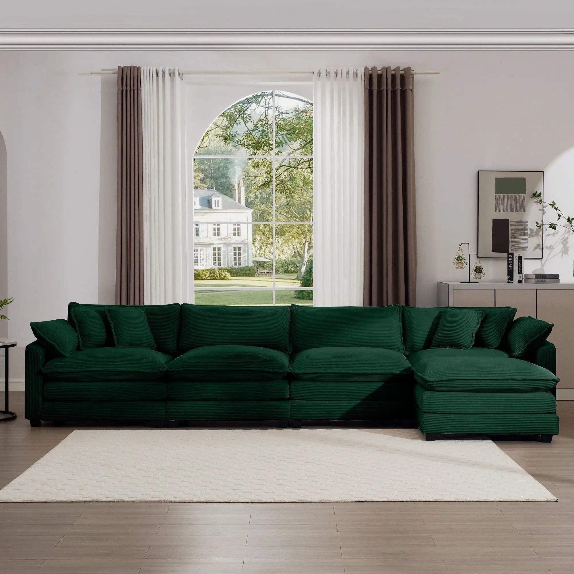 Modern Oversized Modular Cushion Sofa With Ottoman, Low Back, Deep Seating Sofa Set by HouseOfZazla