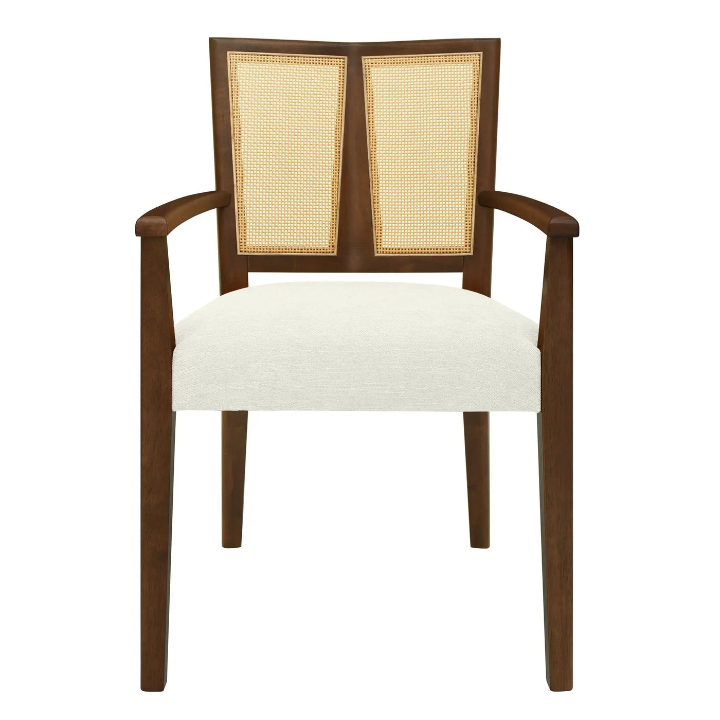 Mid Century Modern Arm Dining Chairs With Rattan Backrest by HouseOfZazla