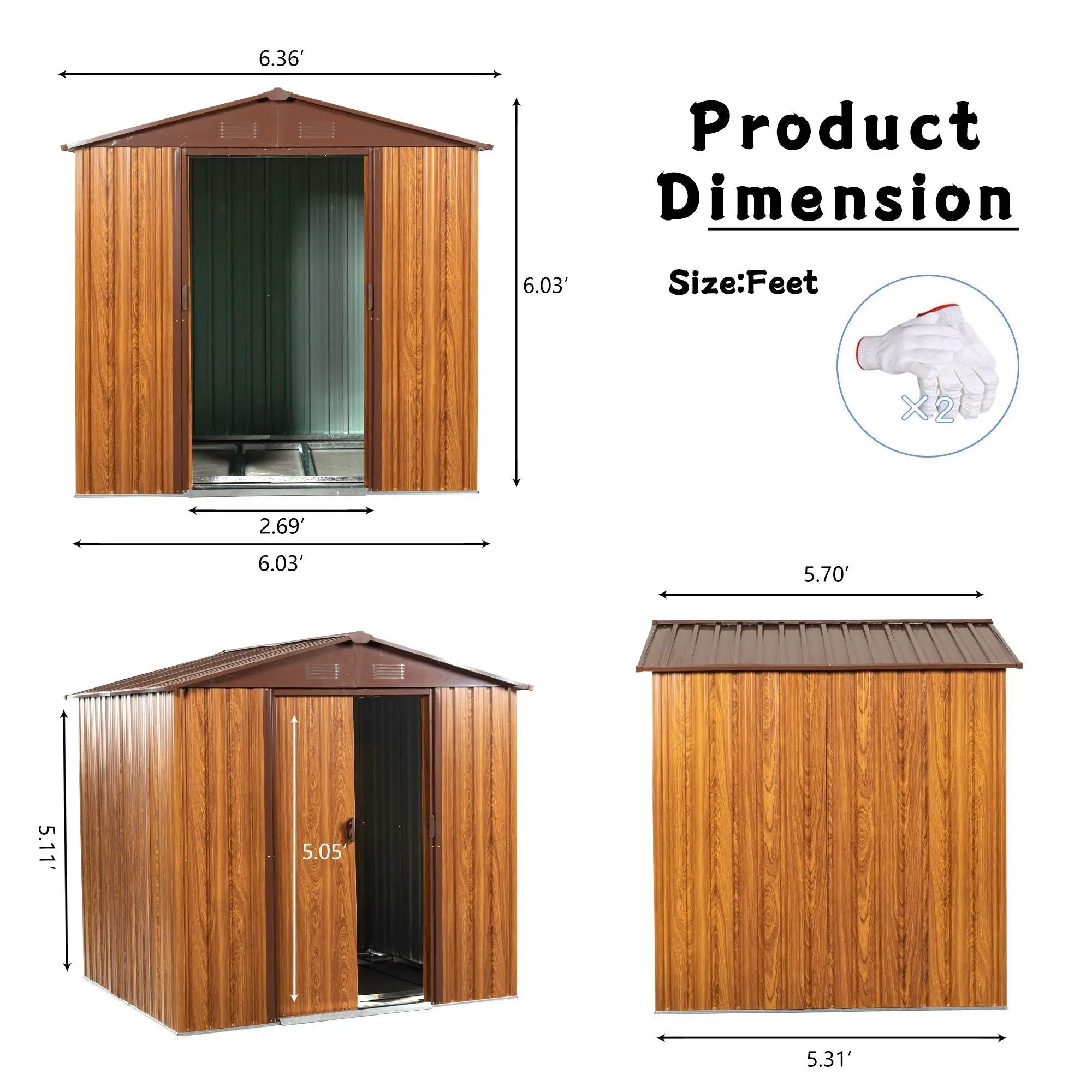 Metal Storage Shed Appealing Horizontal Siding In Woodgrain With Coffee Trim To Complement - Light Brown by HouseOfZazla