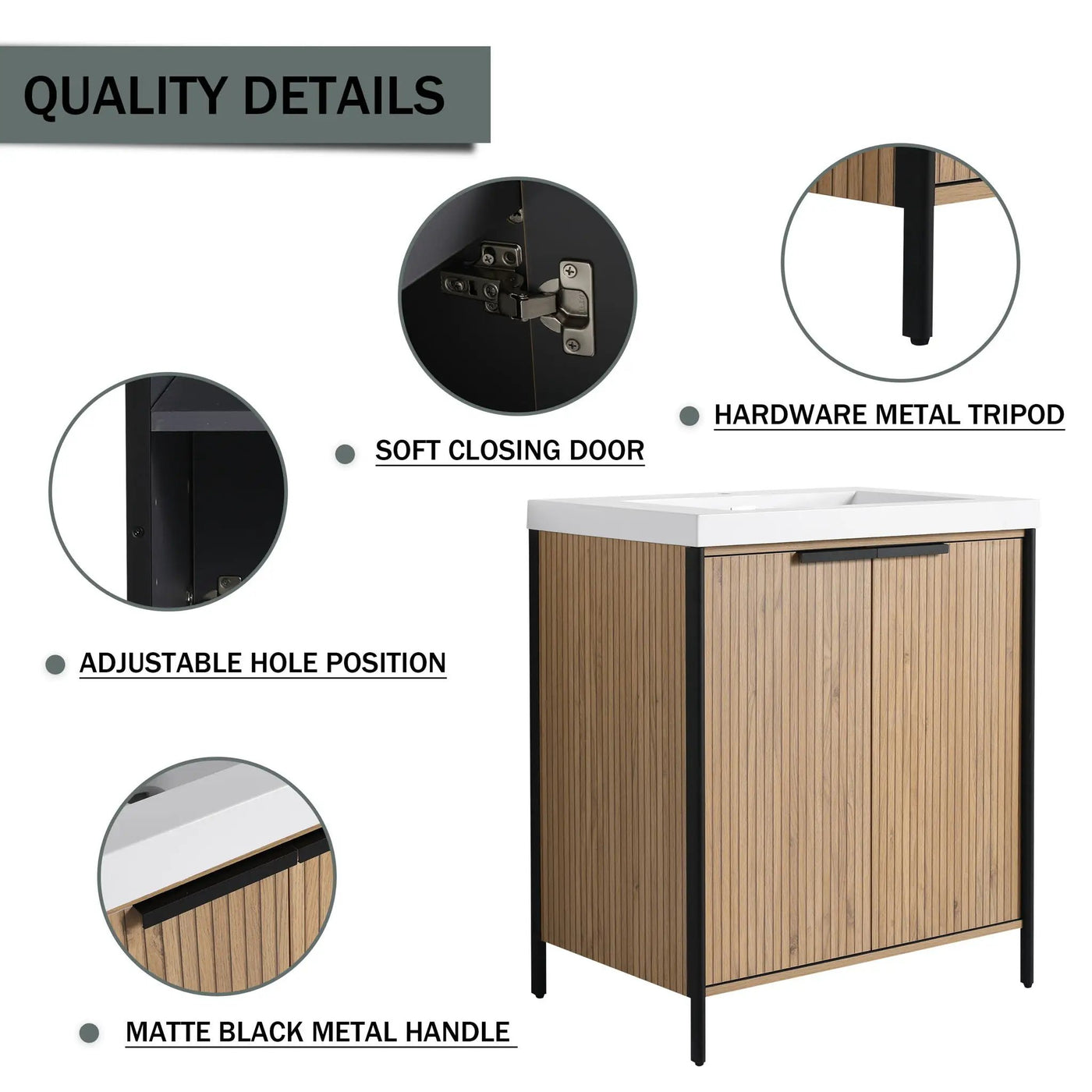 Modern Freestanding Bathroom Vanity With Resin Sink & Soft Close Cabinet Doors by Unique Piece Furniture
