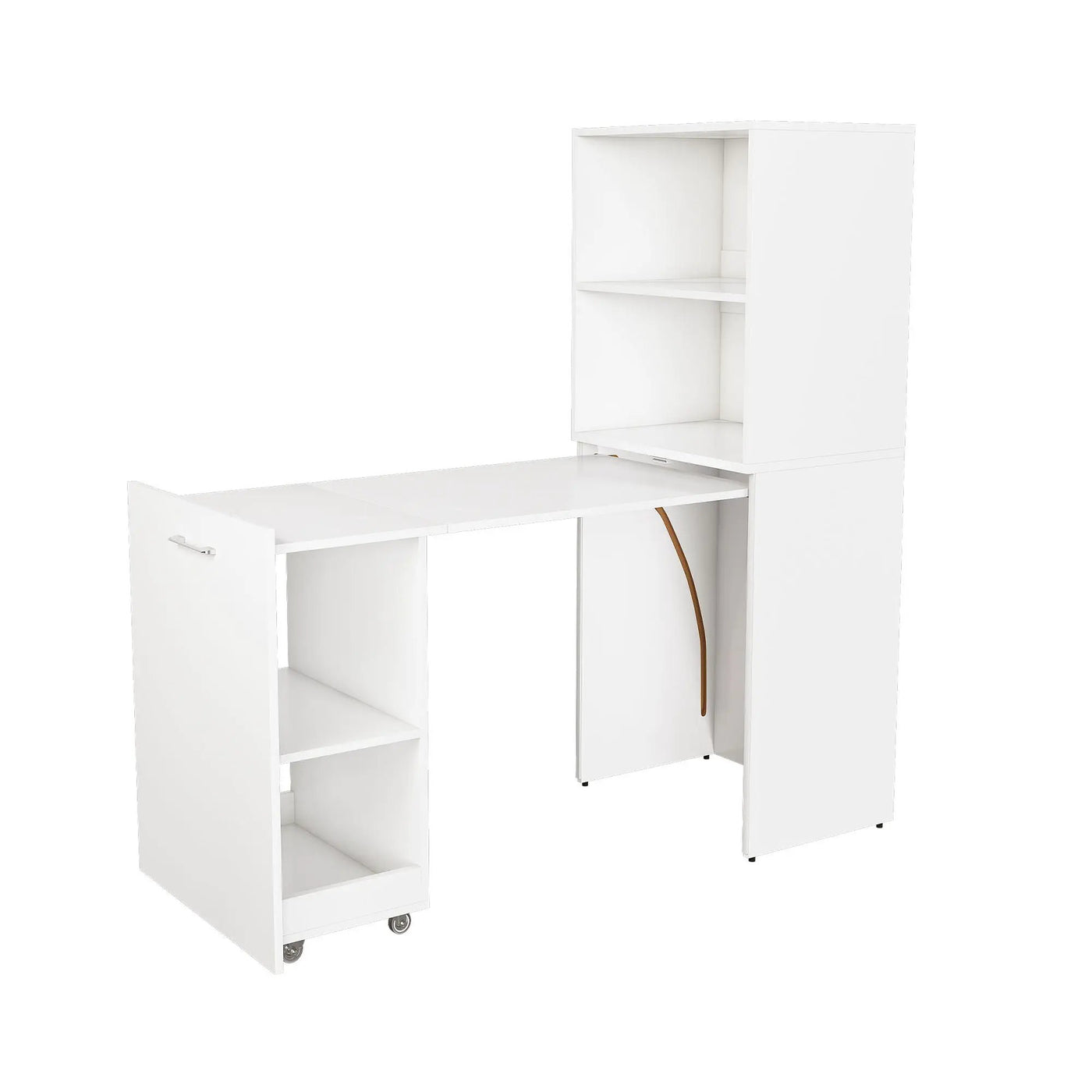 Stretchable Office Desk With Storage Shelves And Mobile Wheels by HouseOfZazla