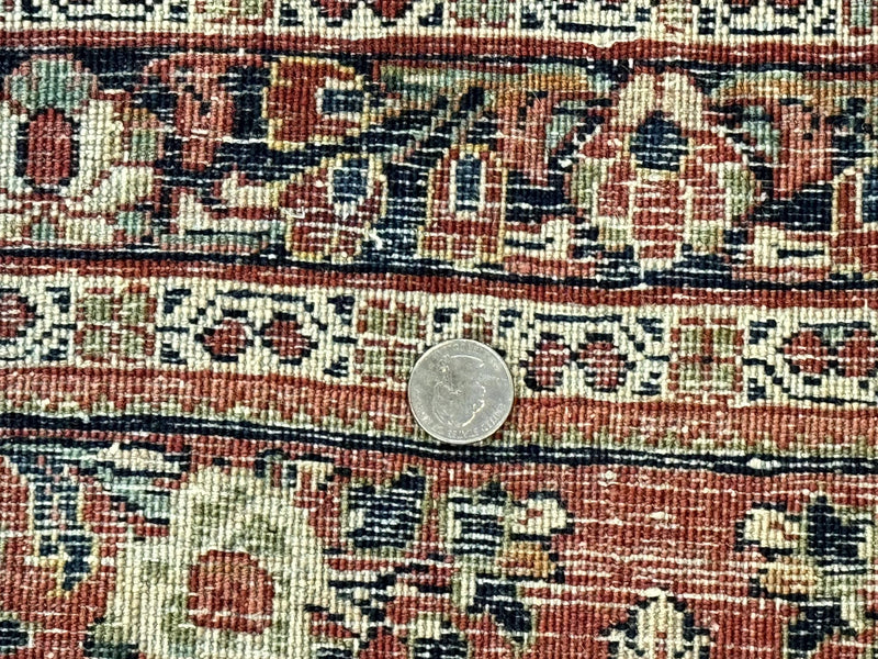 Red Persian Sarouk Rug 3 x 5.8, Antique Wool Carpet, 210 KPSI by Jewel Rugs