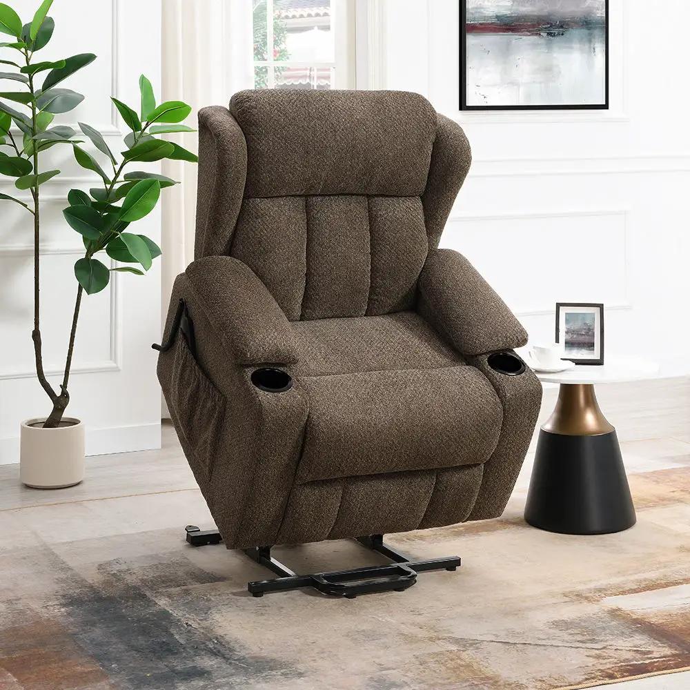 Lusio - Power Motion Recliner With Lift & Cup Holder - Brown by Unique Piece Furniture