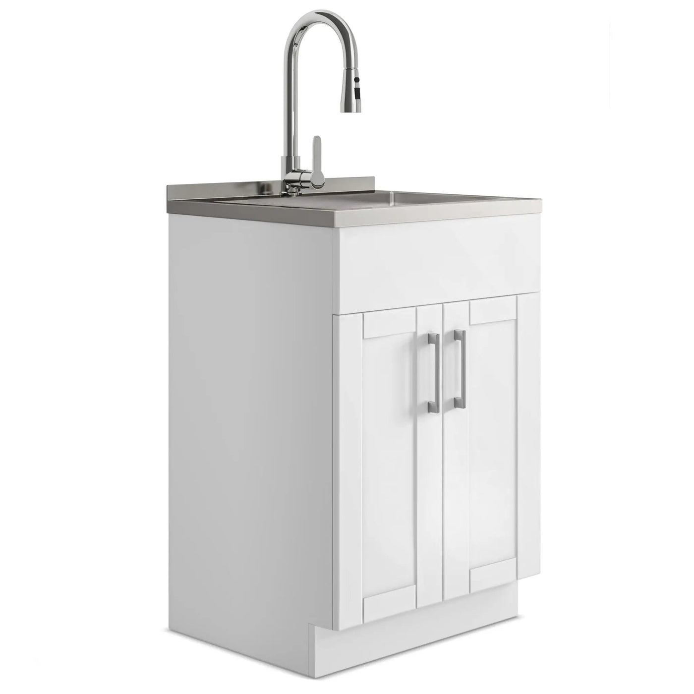 Shaker - Modern Wide, Laundry Cabinet With Faucet And Stainless Steel Sink by HouseOfZazla