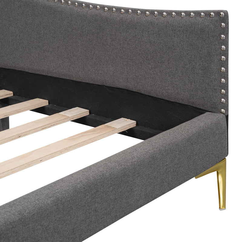 Upholstered Daybed With Headboard And Armrest, Support Legs by HouseOfZazla