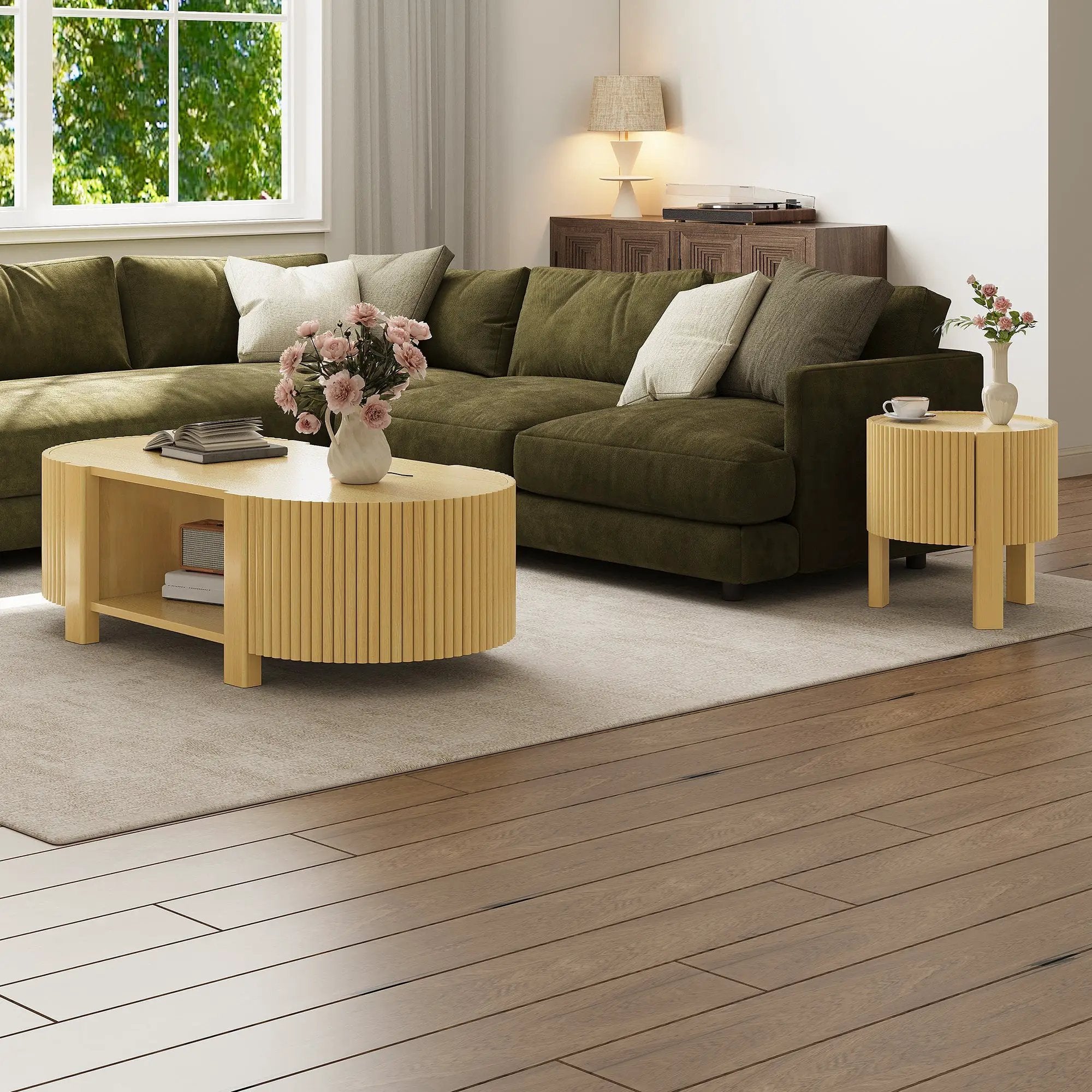 Round Fluted Side Table with Storage by HouseOfZazla