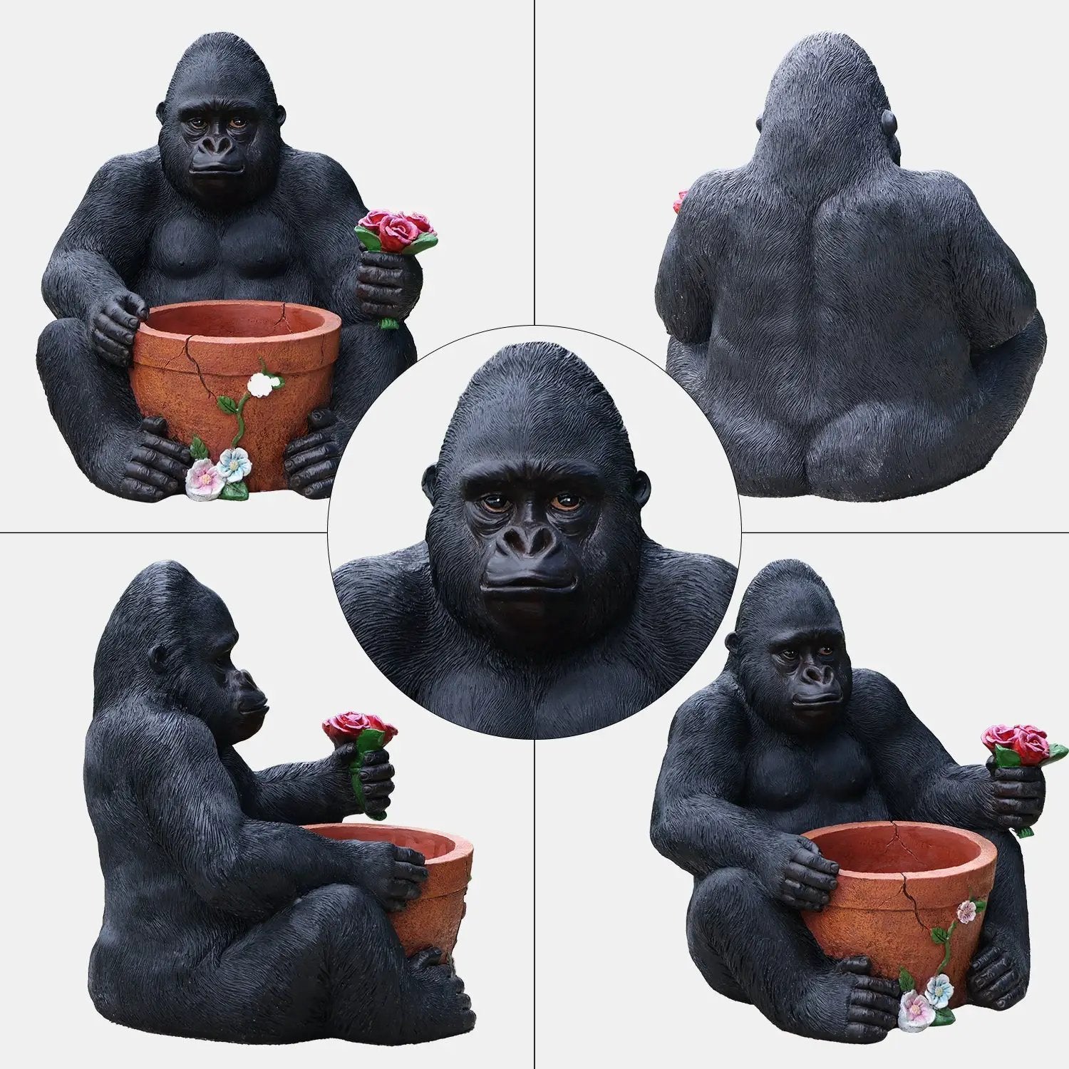 Outdoor Garden Sculpture Chimpanzees Flower Pot Planter by HouseOfZazla