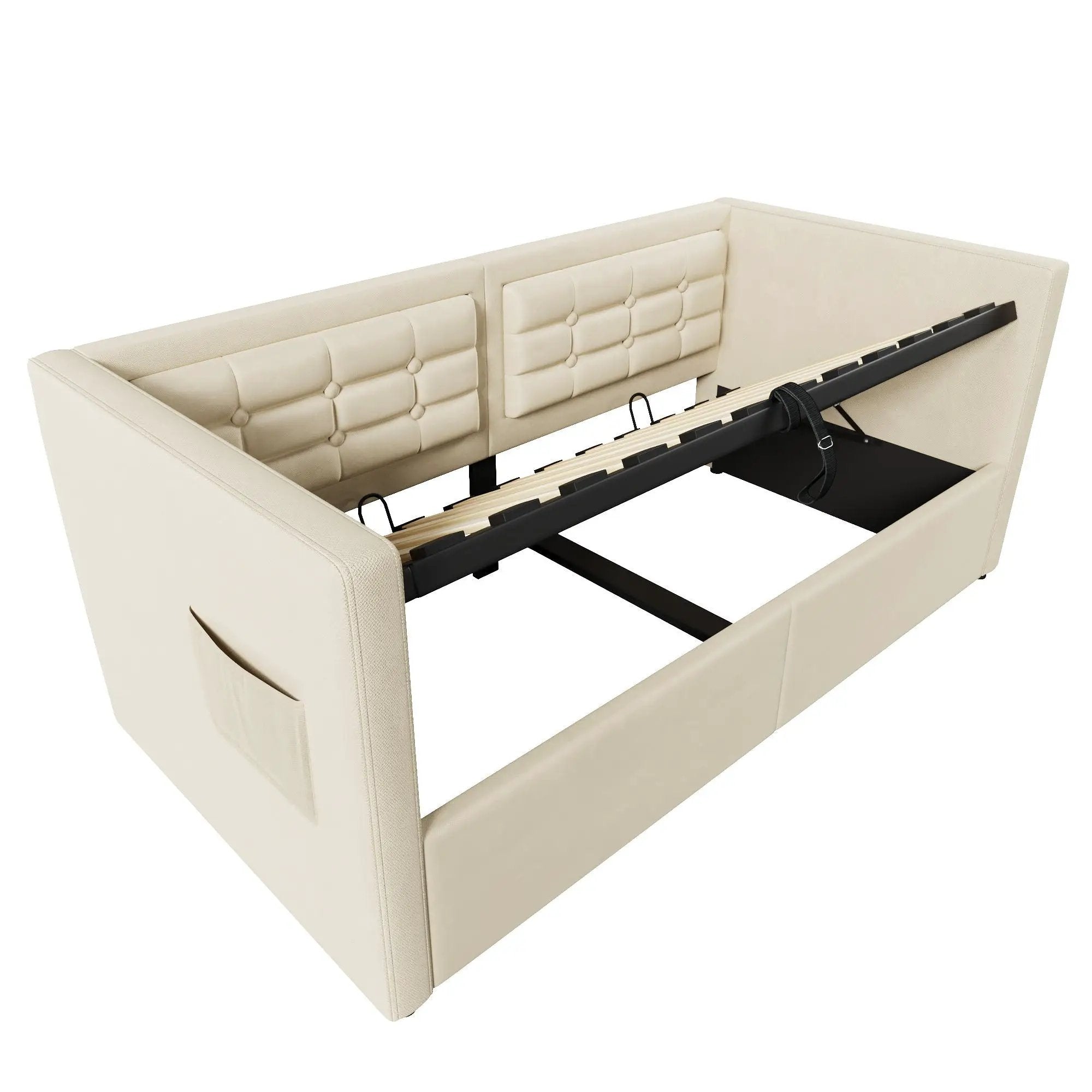 Upholstered Hydraulic Storage Daybed With USB & Type C Charging by HouseOfZazla