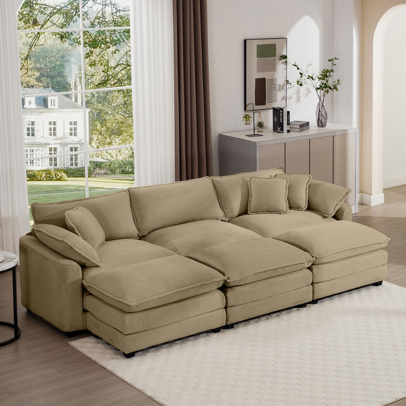 Modern Oversized Modular Cushion Sofa With Ottoman, Low Back, Deep Seating Sofa Set by Unique Piece Furniture