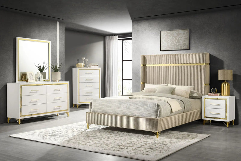 Lucia 61-inch Upholstered Eastern King Wingback Bed Beige by Unique Piece Furniture