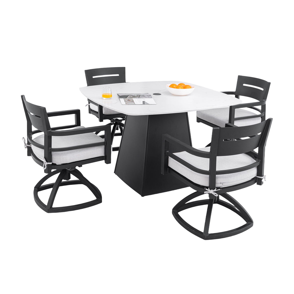 Outdoor Patio Dining Set with Sunbrella Cushions - White or Black
