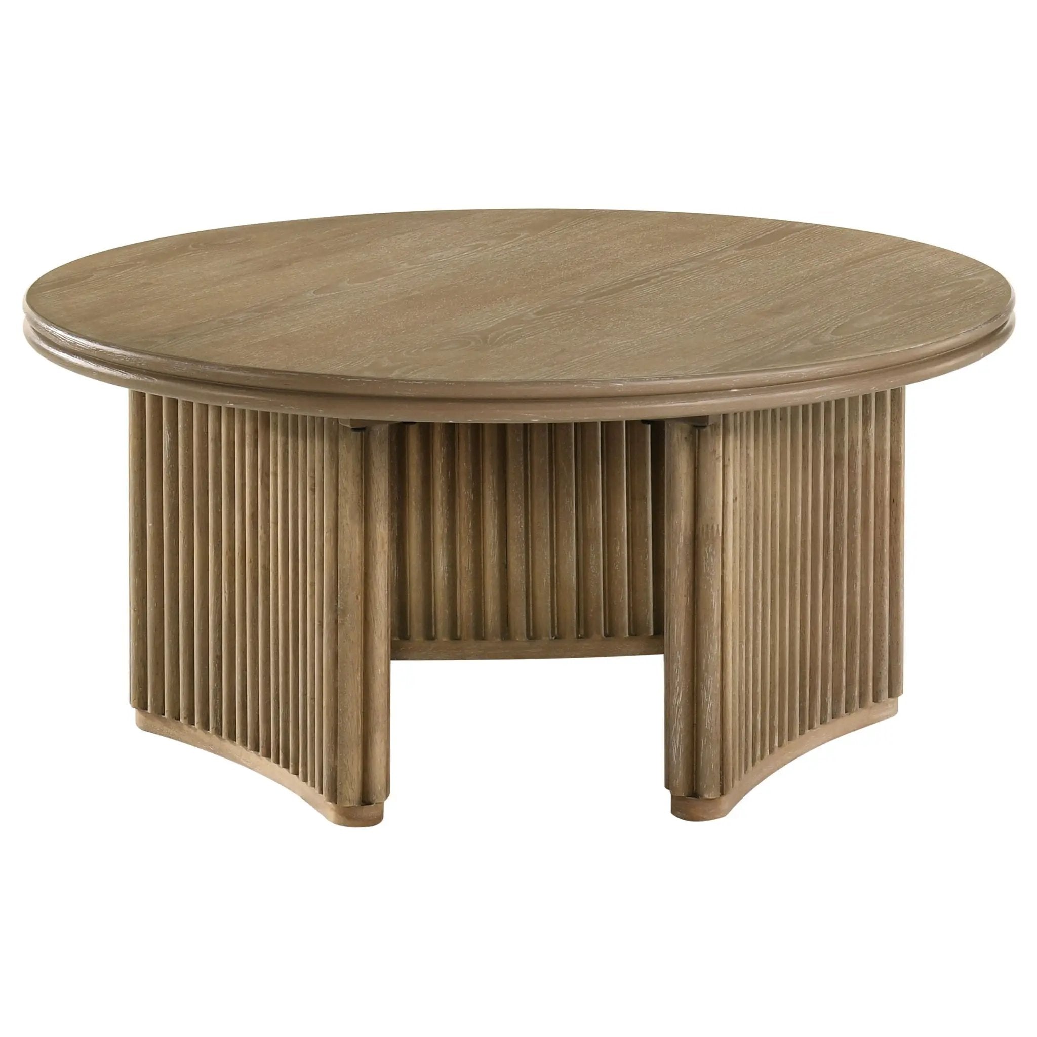 Adina 36-inch Round Wood Coffee Table Distressed Light Brown by Unique Piece Furniture