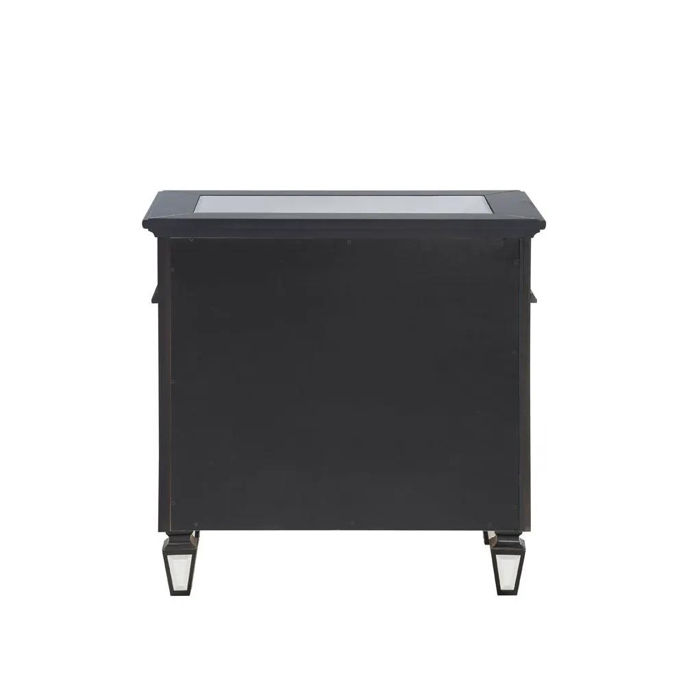 Varian II - Nightstand - Mirrored, Black & Sliver by Unique Piece Furniture