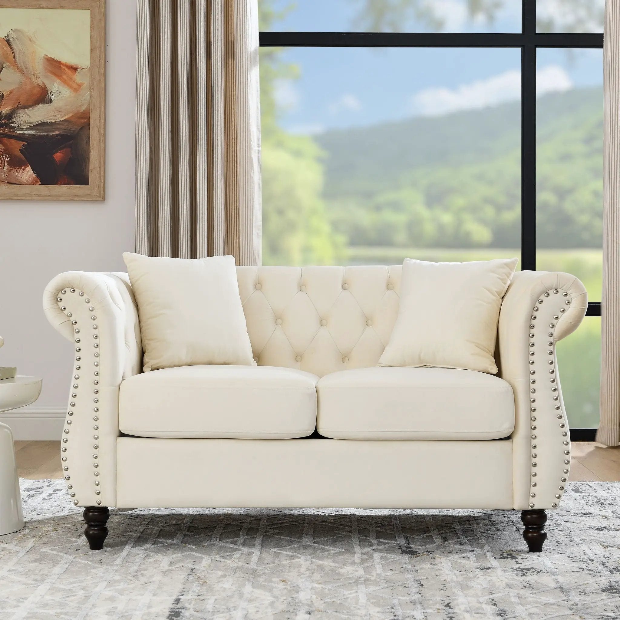 Chesterfield Sofa With Rolled Arms And Nailhead Trim by HouseOfZazla