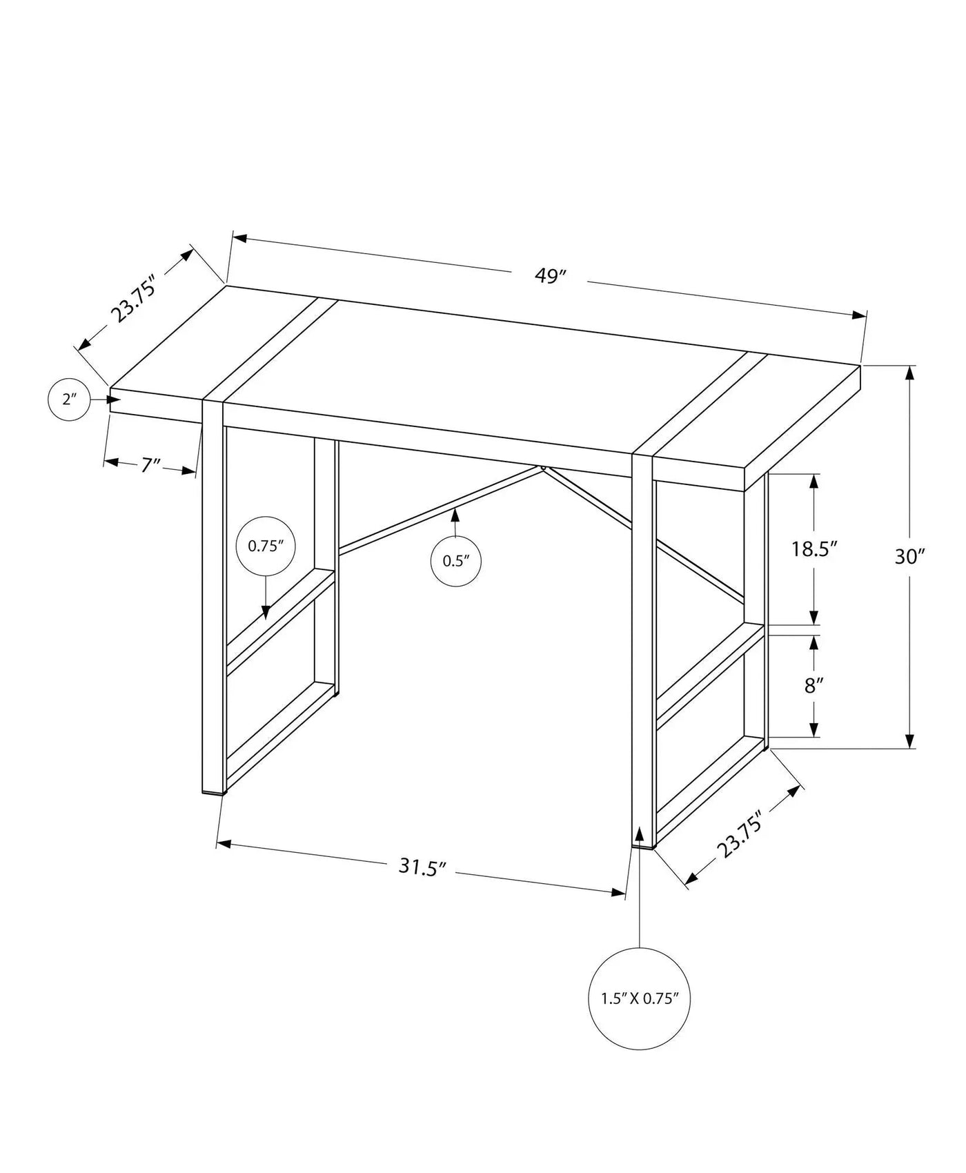 Computer Desk For Home Office, Laptop, Industrial Design by HouseOfZazla