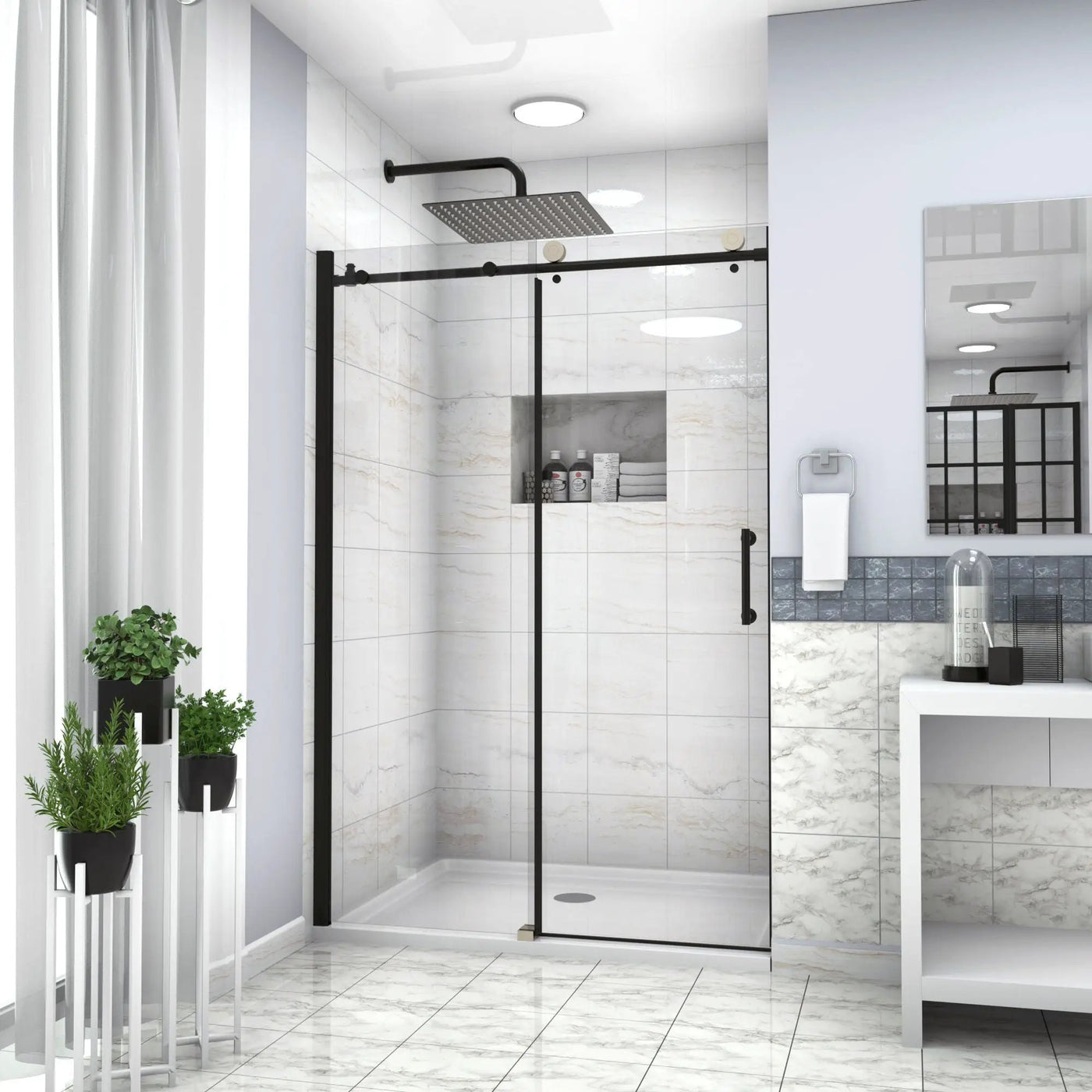 Single Sliding Bypass Shower Door Enclosure With Tempered Glass by HouseOfZazla