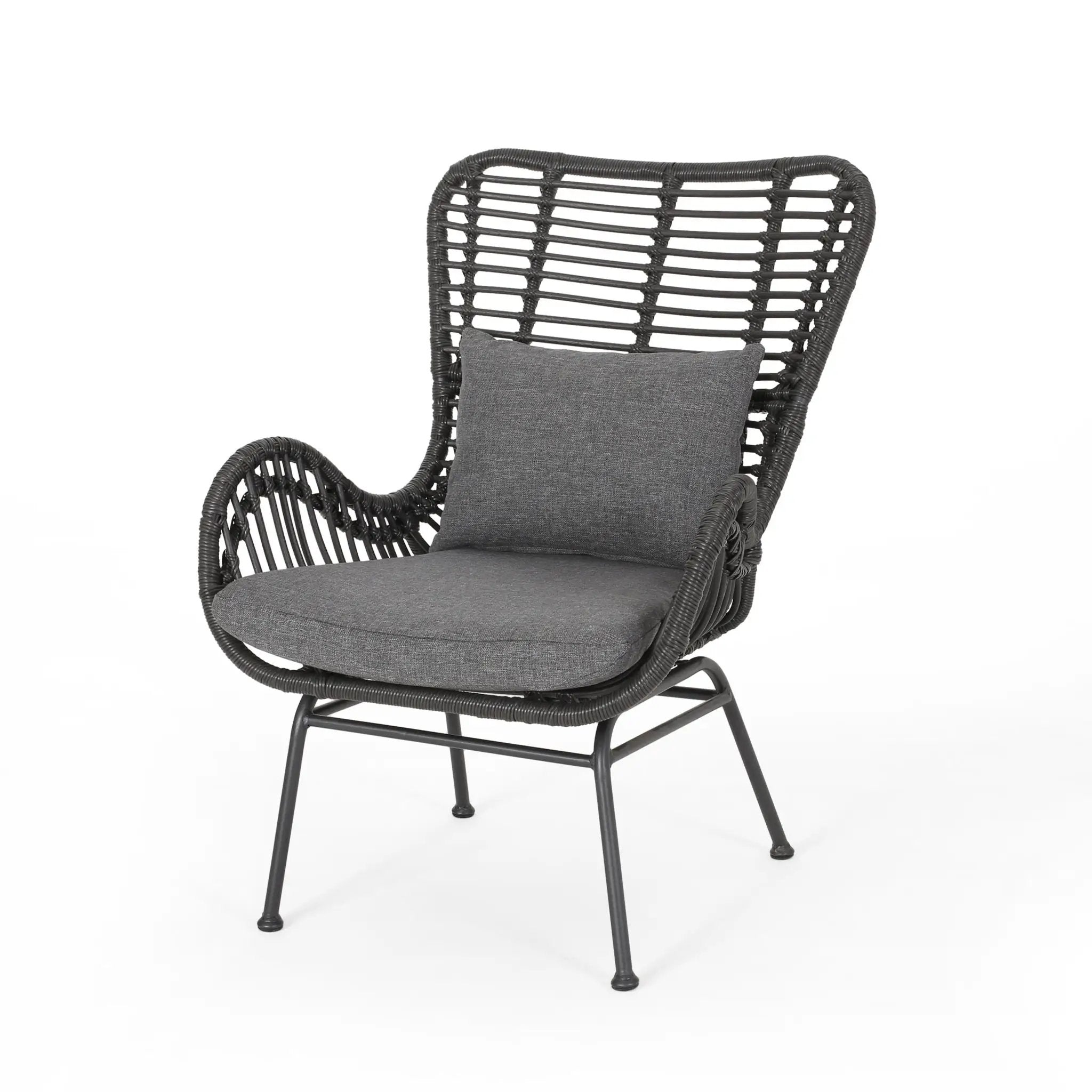 Modern Aesthetic Outdoor Rattan Accent Chair With Metal Legs by HouseOfZazla