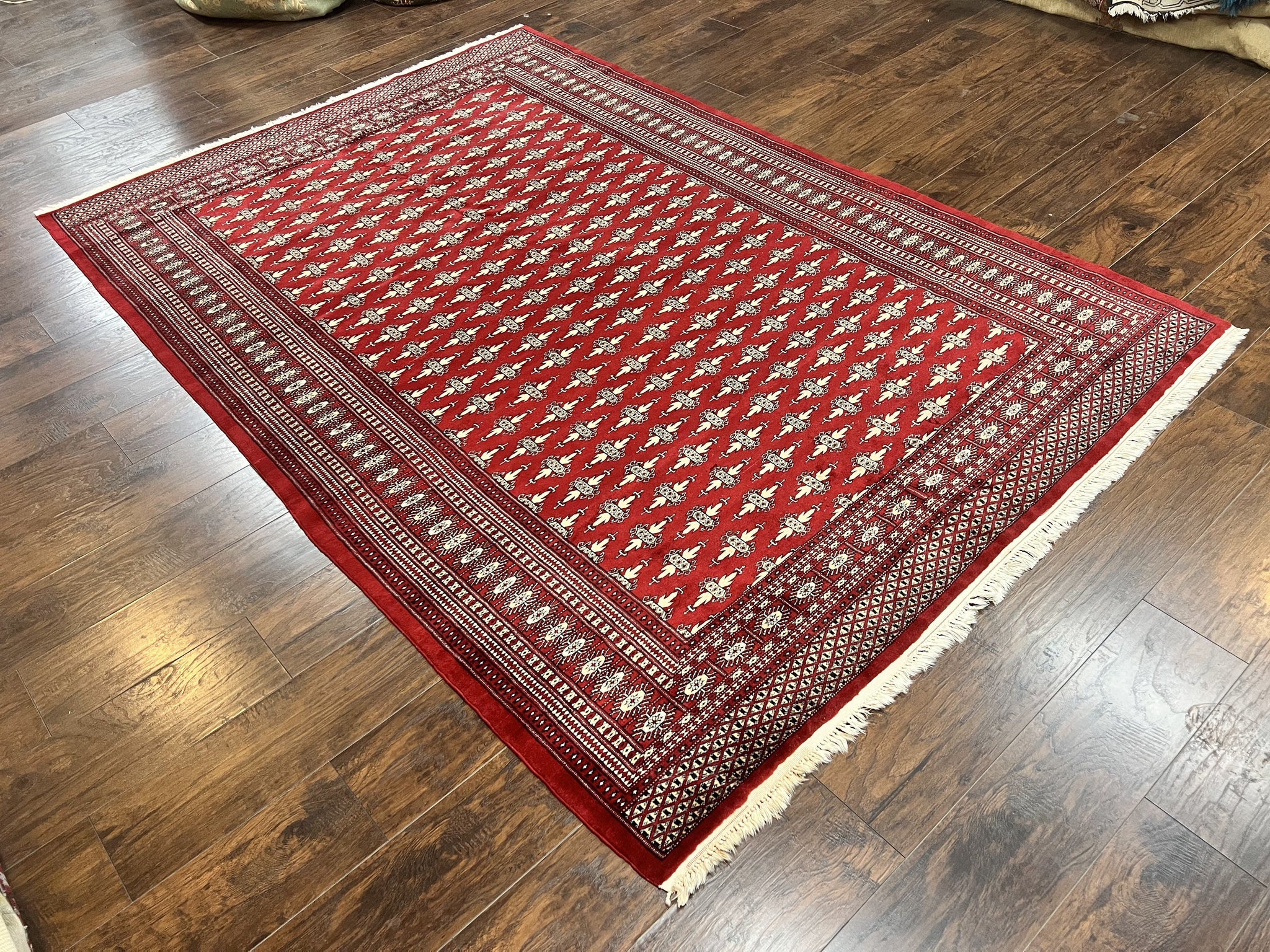 Pakistani Turkoman Bokhara Rug 6x9, Fine Wool Vintage Hand Knotted Handmade Yamud Oriental Carpet 6 x 9, Red Turkoman Rug, Tribal Rug by Jewel Rugs