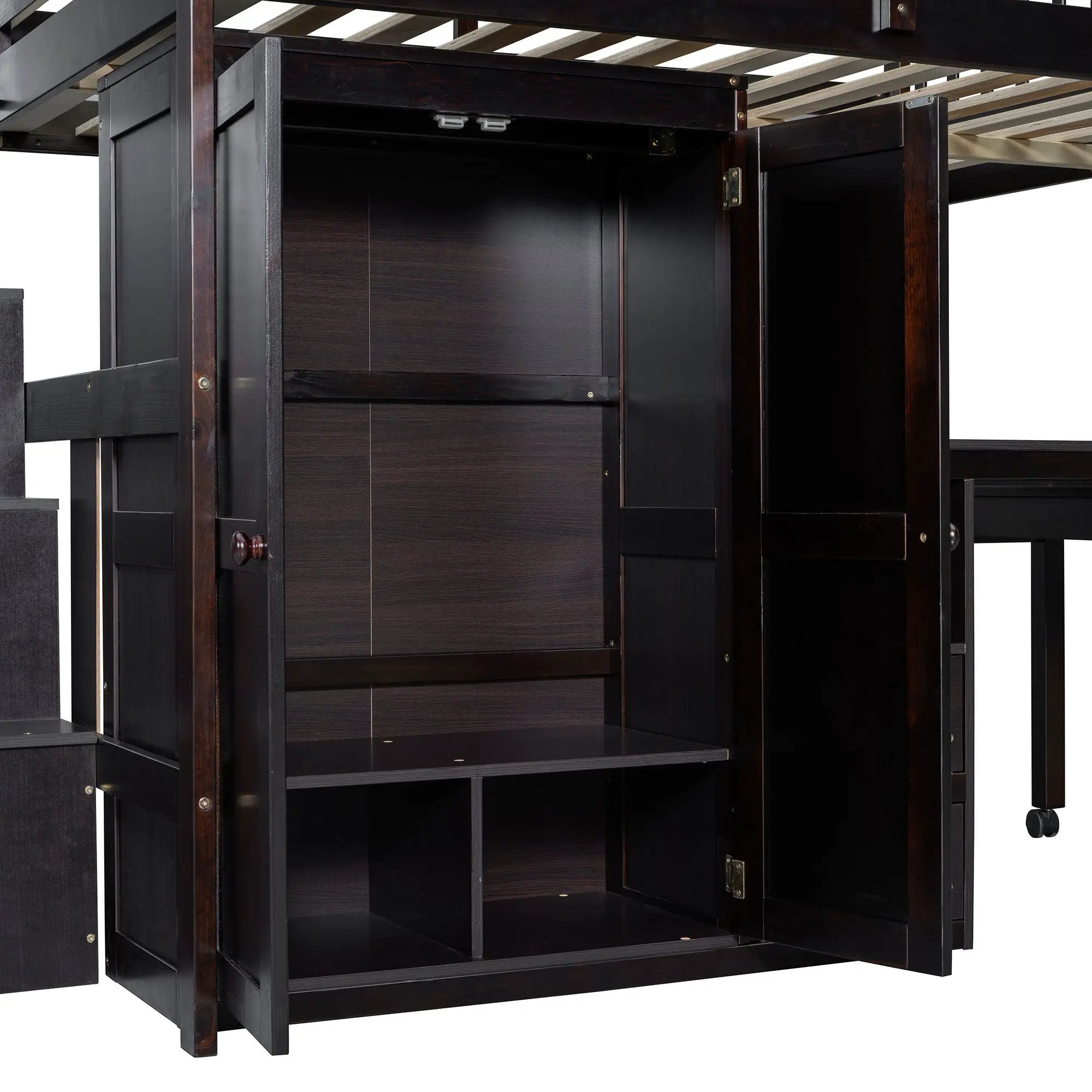 Loft Bed With Stairs, Bookshelf, Drawers, Desk & Wardrobe, Space Saving Multifunctional Furniture by HouseOfZazla