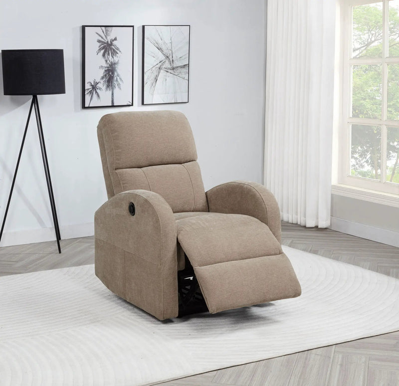 Grant Fabric Upholstered Power Recliner Chair Camel by Unique Piece Furniture