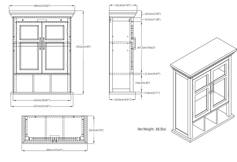 Avington 2 Door Wall Cabinet with Cubbies - Pure White, photo 8 of 8