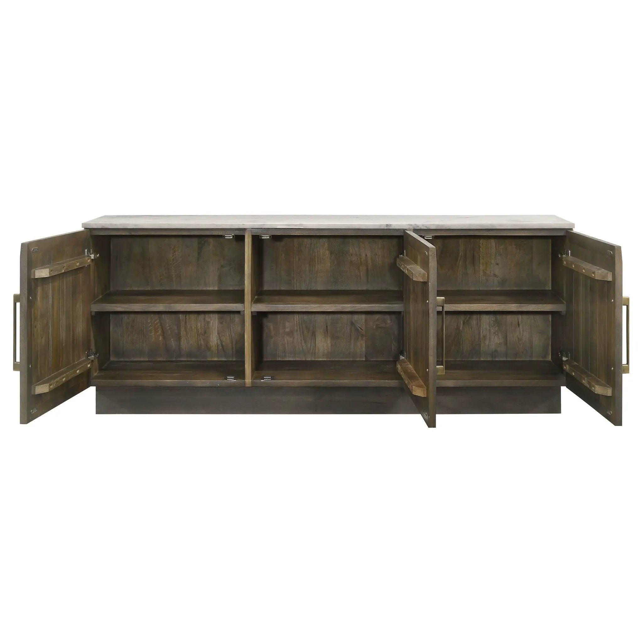 Dennis 3-door Marble Top Sideboard Buffet Tobacco Grey by Unique Piece Furniture