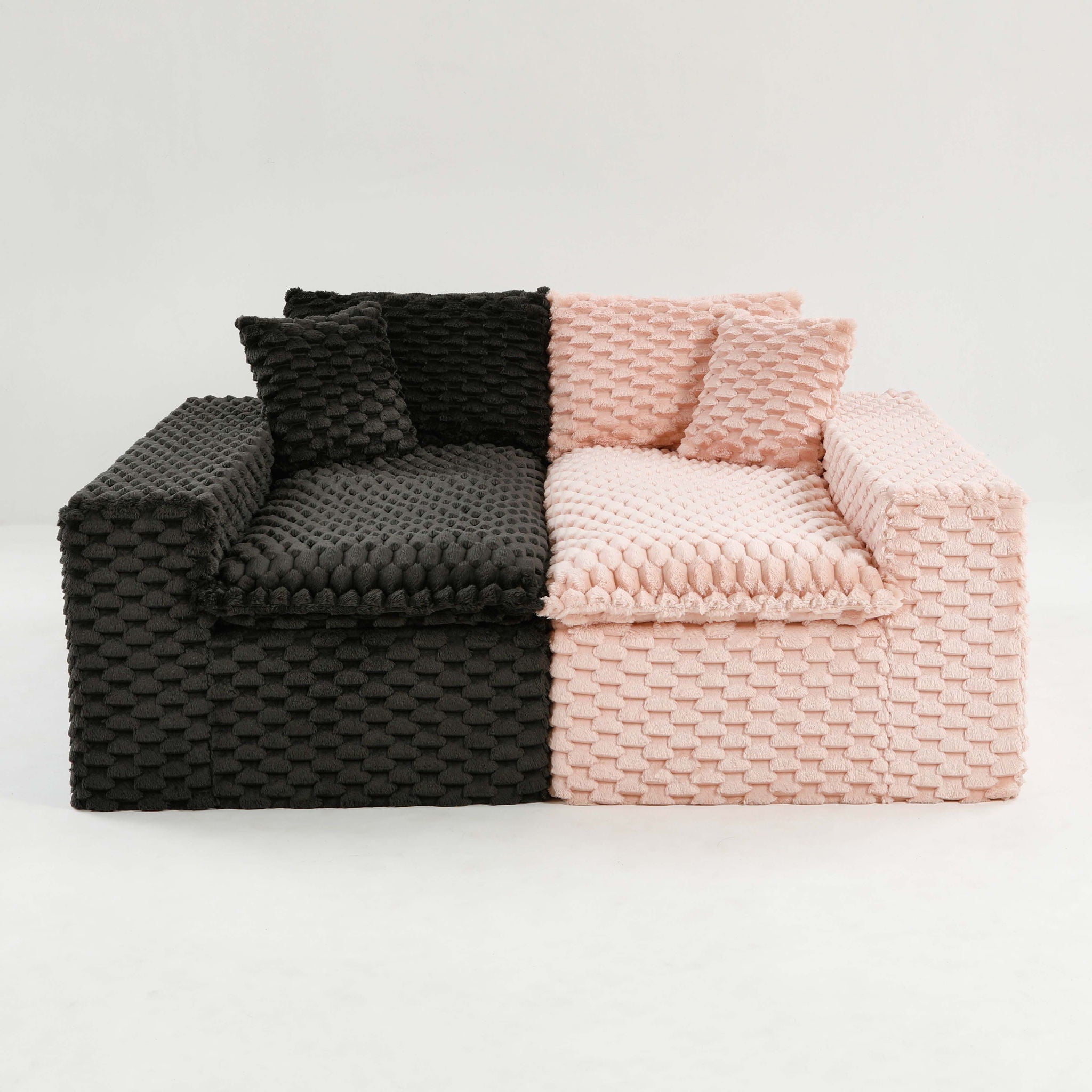 Multifunctional Sofa Pink Black, Fits 4 People by HouseOfZazla