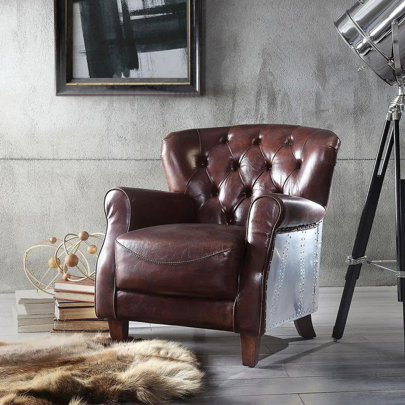 Brancaster - Accent Chair - Vintage Brown & Aluminum by Unique Piece Furniture