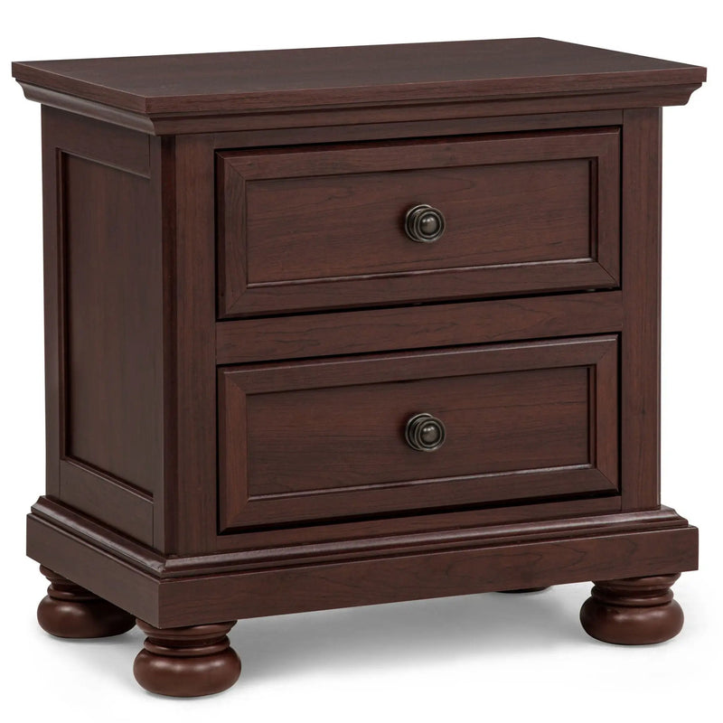 1 Piece Nightstand, 2 Drawer Storage Bedroom Furniture - Brown / Cherry by HouseOfZazla