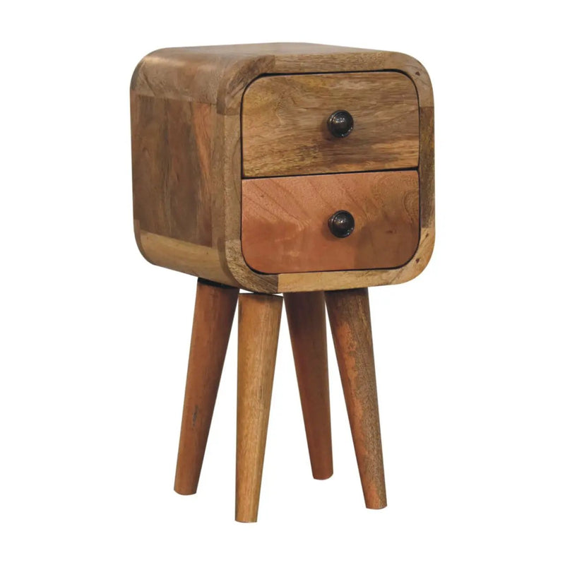 Solid Wood Extra Mini Curved Oak Bedside Table by HouseOfZazla
