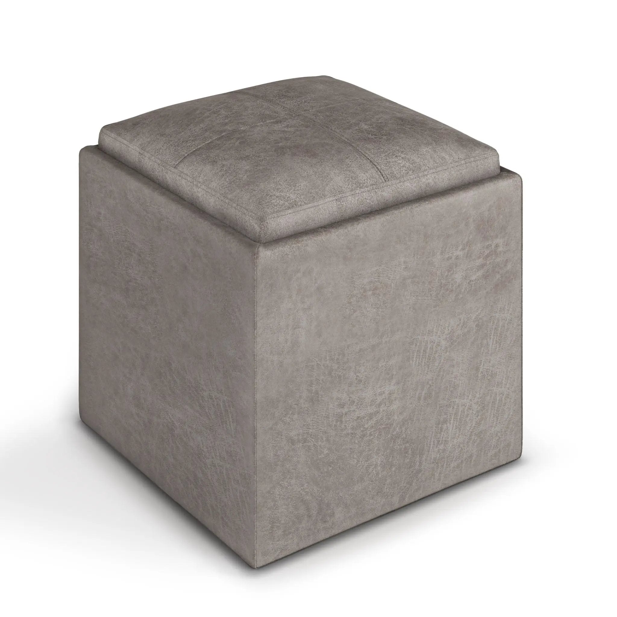 Rockwood - Upholstered Cube Storage Ottoman With Tray by HouseOfZazla