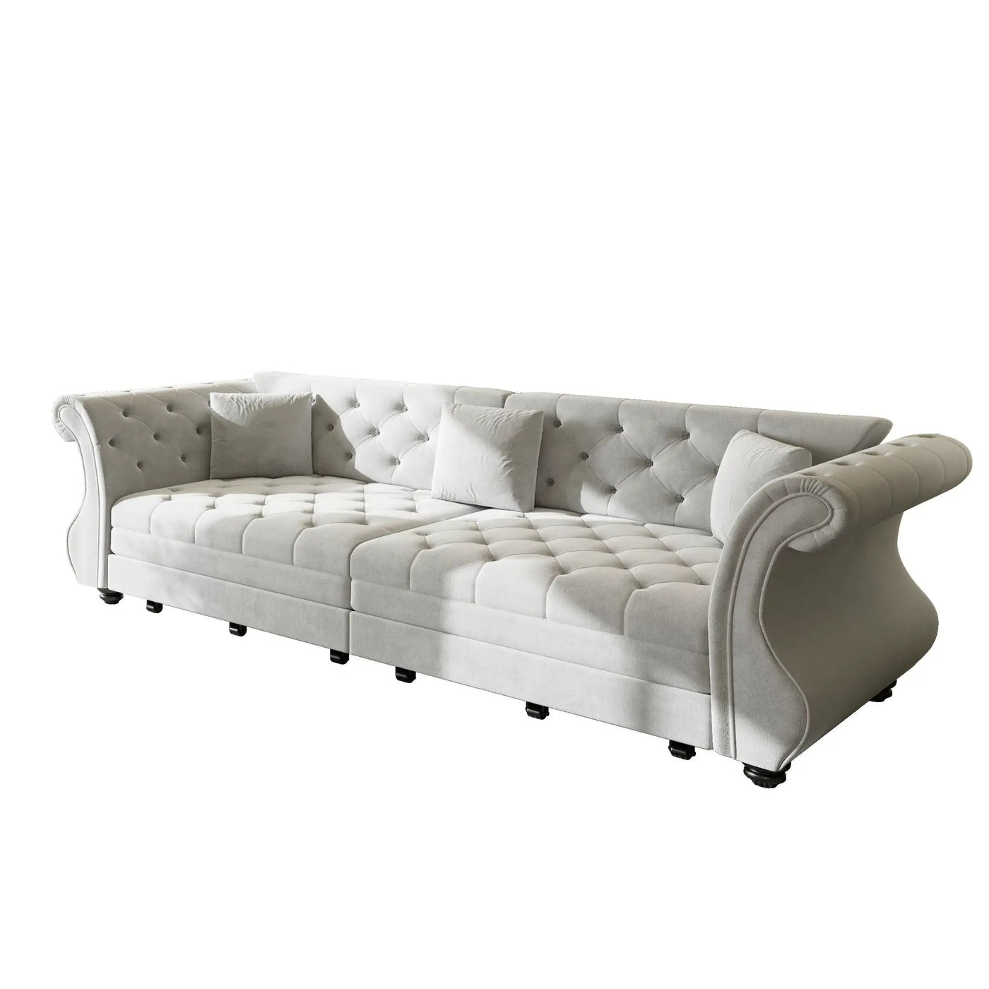 Oversized Chesterfield Pull Out Sofa Bed, Roll Arm Couch With Flower Tufting For Living Room by HouseOfZazla