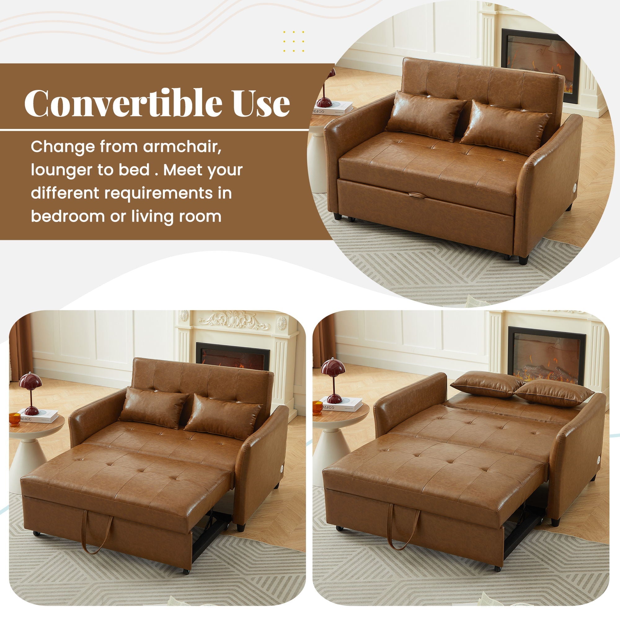 Convertible Sleeper Sofa Bed With 3 USB Ports by HouseOfZazla