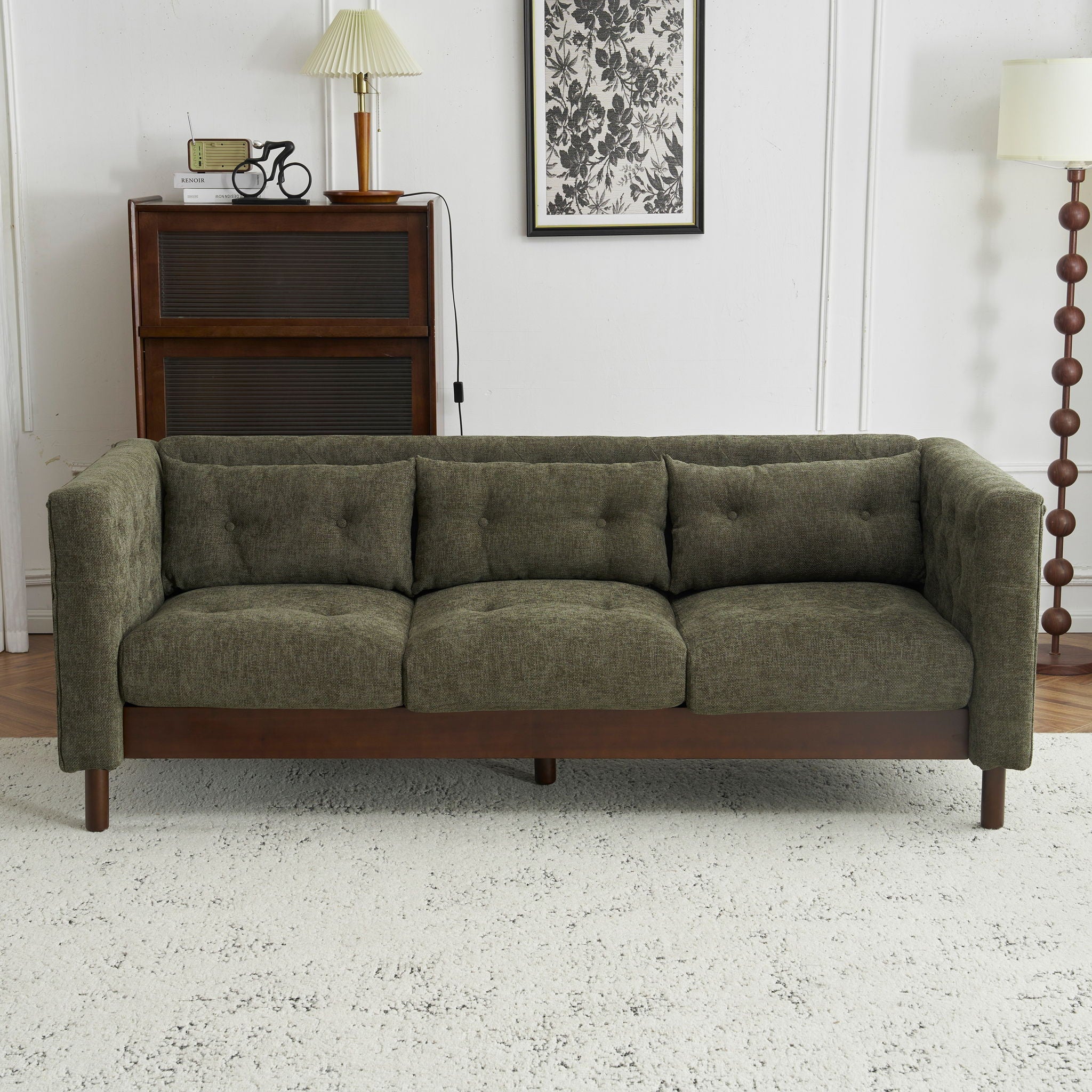 Upholstered Sofa Modern 3 Seater Sofa Couch With Tufted Design For Living Room by HouseOfZazla