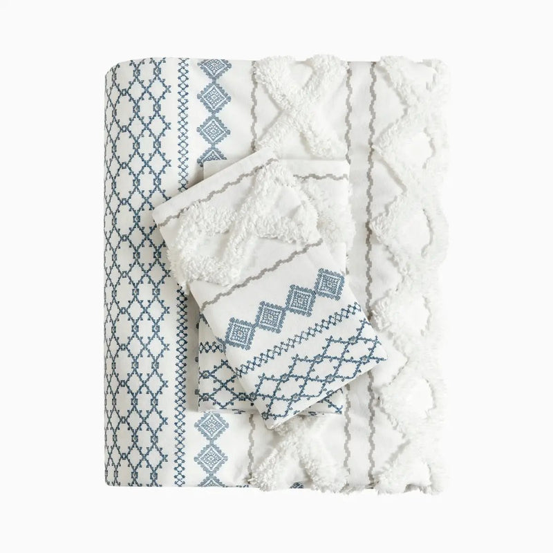 Full/Queen Cotton Printed Duvet Cover Set with Chenille by HouseOfZazla