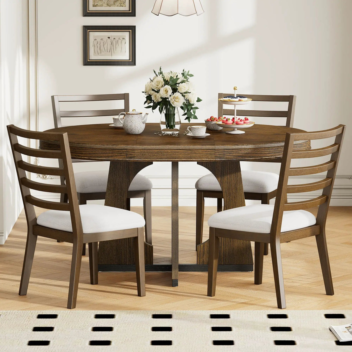 Round Dining Table Set For 4 With Chairs by Unique Piece Furniture