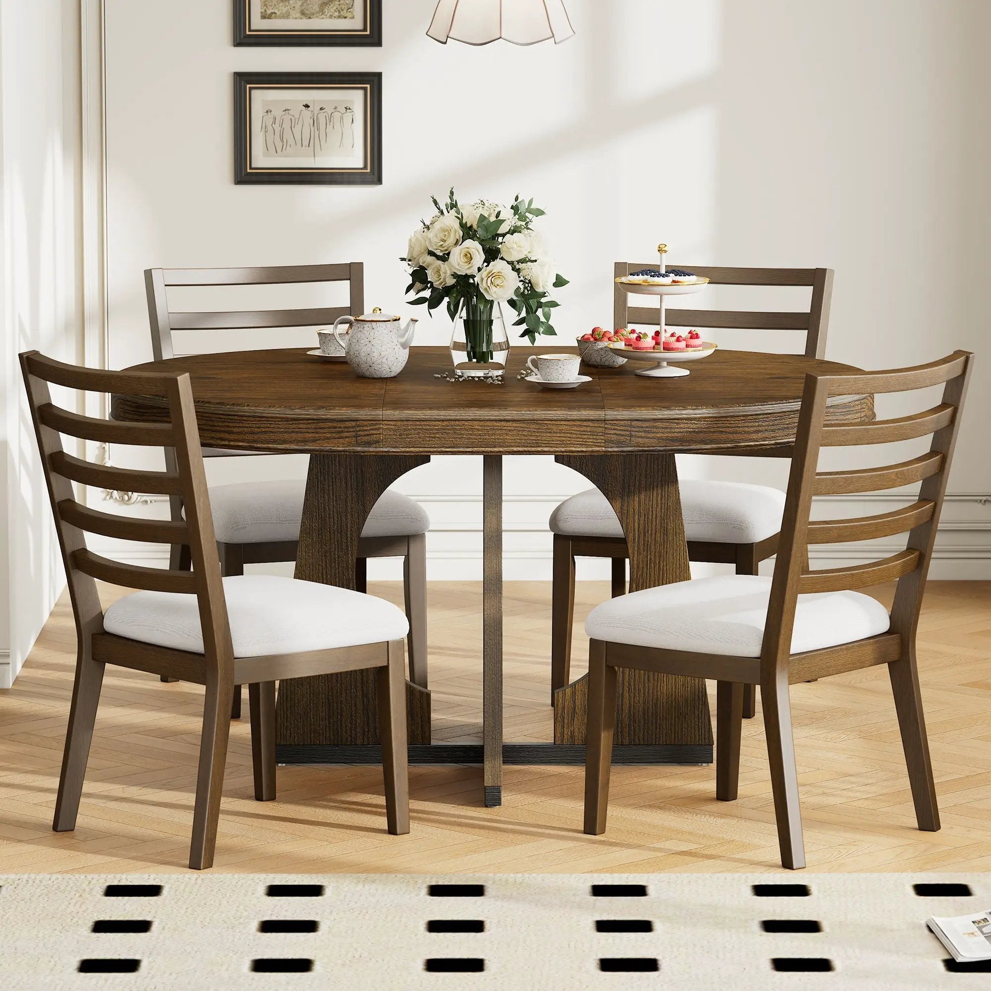 Round Dining Table Set For 4 With Chairs by Unique Piece Furniture