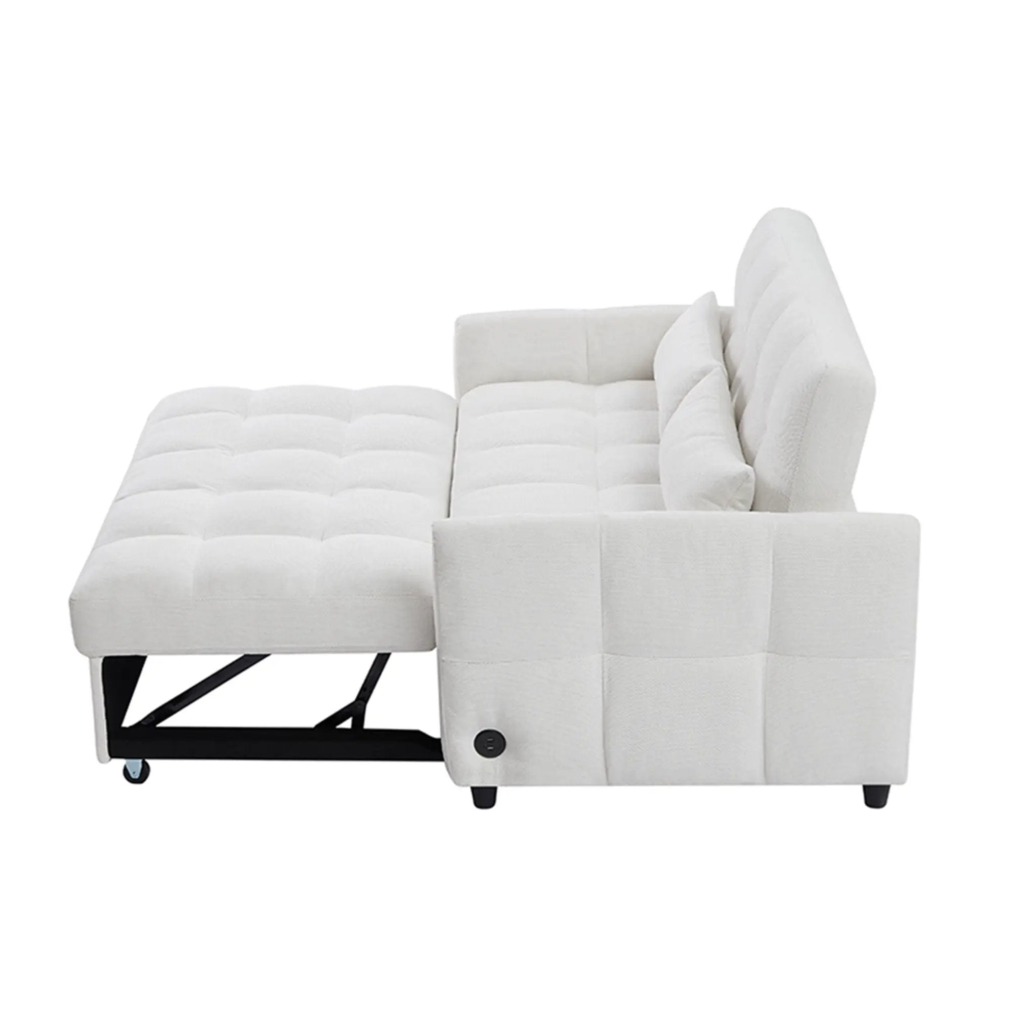 Loveseat Sofa Pull-Out Bed With Adjustable Backrest, 3 USB Ports And 2 Lumbar Pillows For Living Room by HouseOfZazla