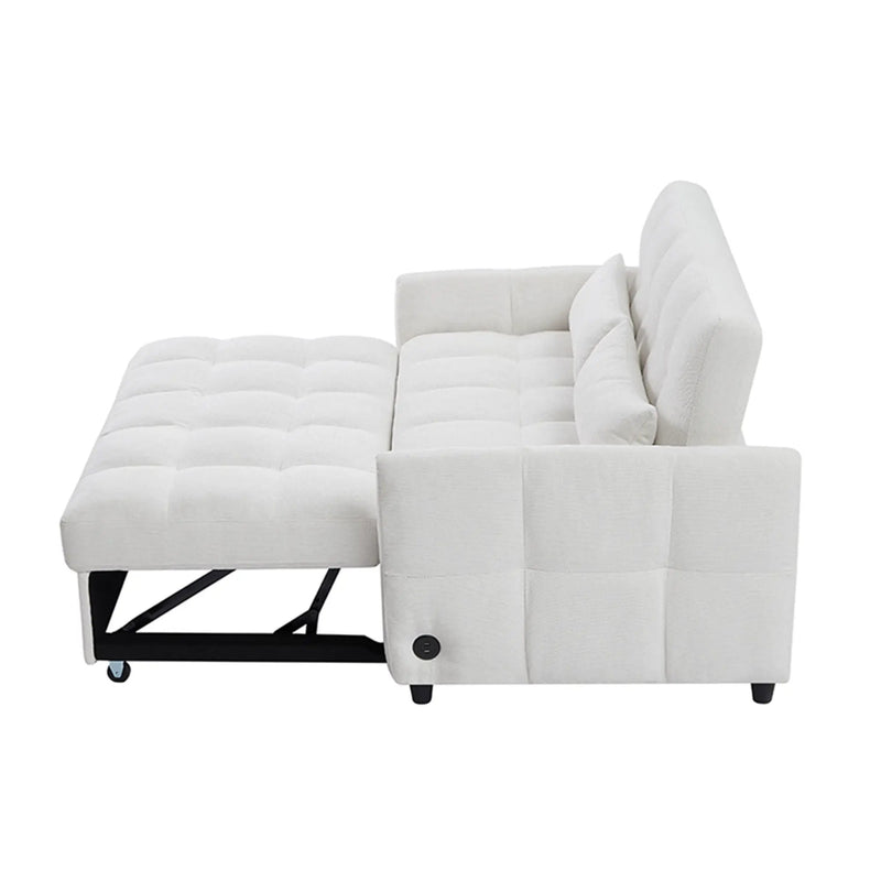 Loveseat Sofa Pull-Out Bed With Adjustable Backrest, 3 USB Ports And 2 Lumbar Pillows For Living Room by HouseOfZazla