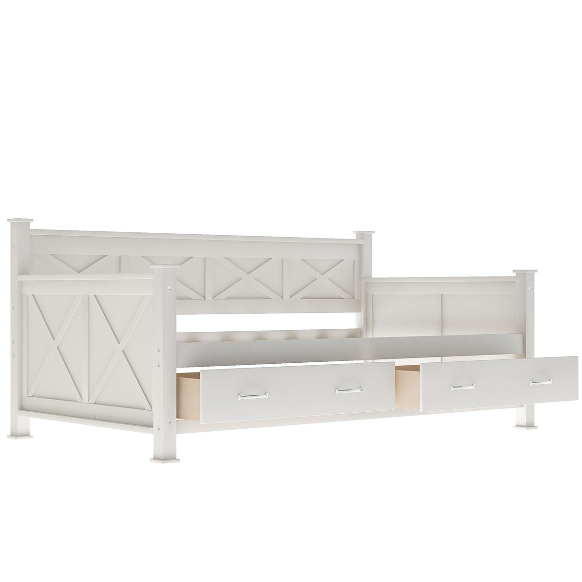 Modern Daybed with 2 Large Drawers and X Shaped Frame - Twin, Dark Gray or White, photo 28 of 28