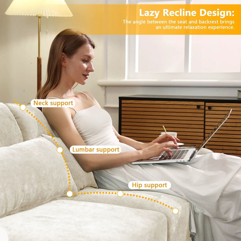 Stylish Sofa With Ottoman And Lumbar Pillows, Ergonomic Design by HouseOfZazla