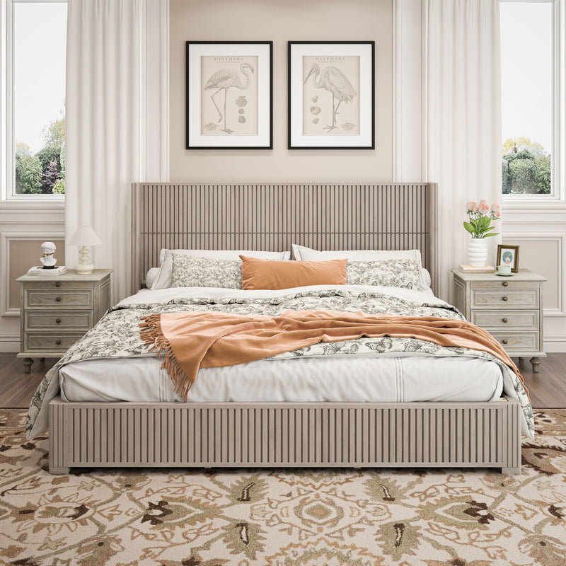 Platform Bed Frame With Headboard, Floor Standing Design by HouseOfZazla