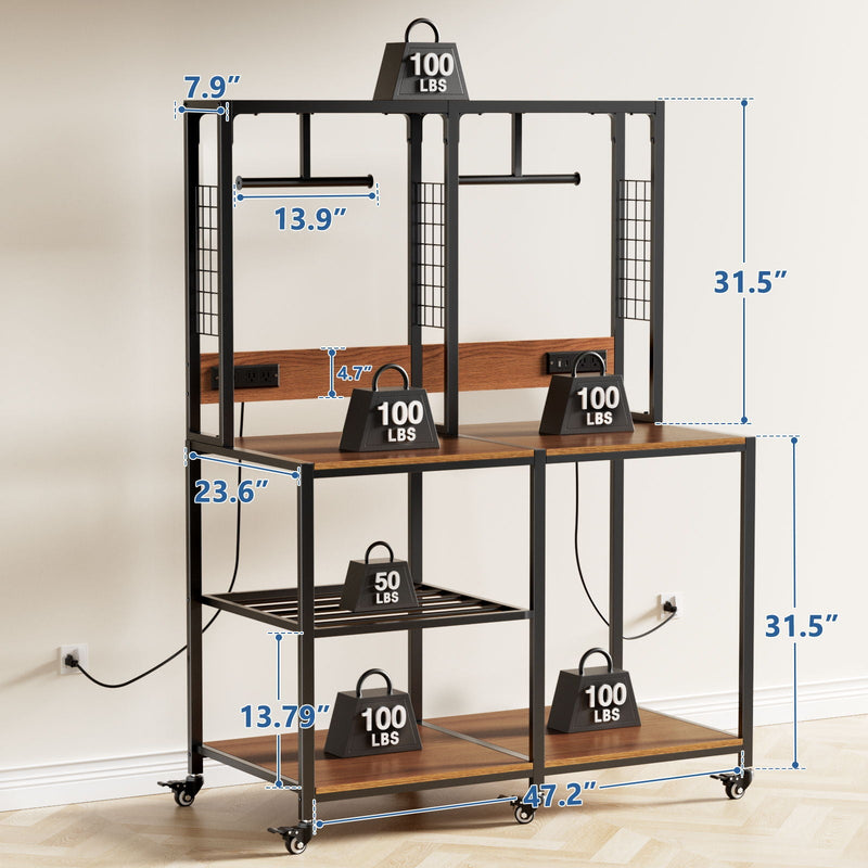 Double 3D Printer Stand with Filament Storage and Lockable Wheels - Black, photo 10 of 10
